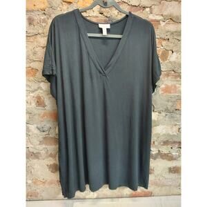Modern Soul Womens Tunic Top Plus Size 2X Gray V-Neck Short Sleeve T-Shirt